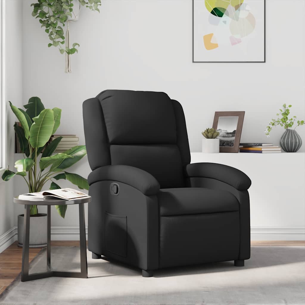 Relaxfauteuil Zwart Echt Leer