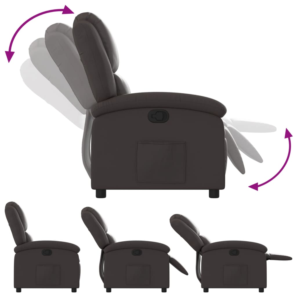 Fauteuil verstelbaar echt leer donkerbruin