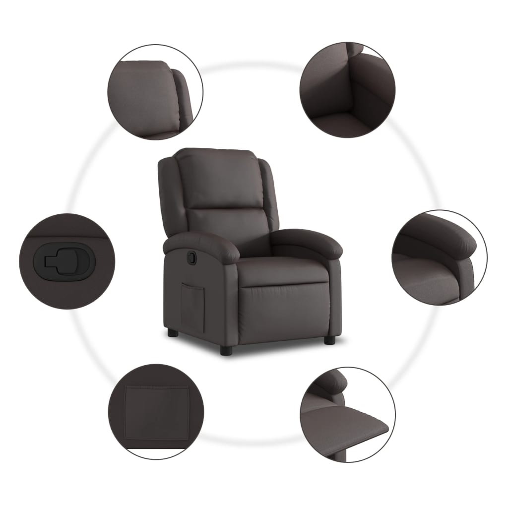 Fauteuil verstelbaar echt leer donkerbruin