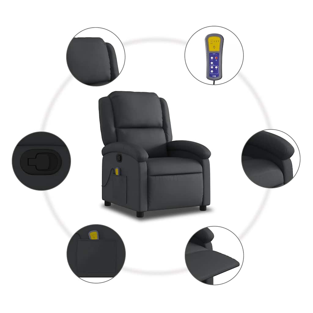Massagestoel echt leer zwart