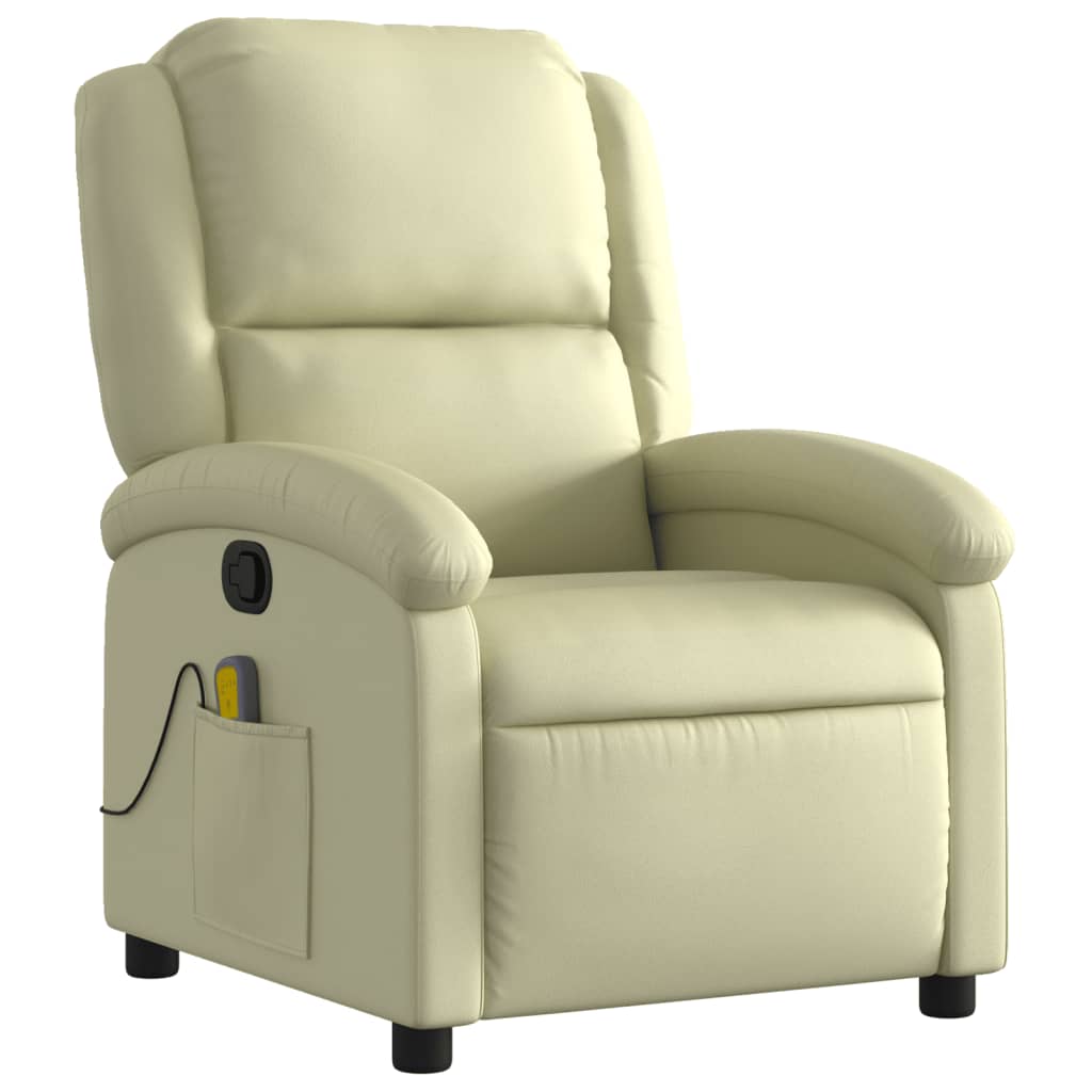 Massagestoel echt leer crèmekleurig