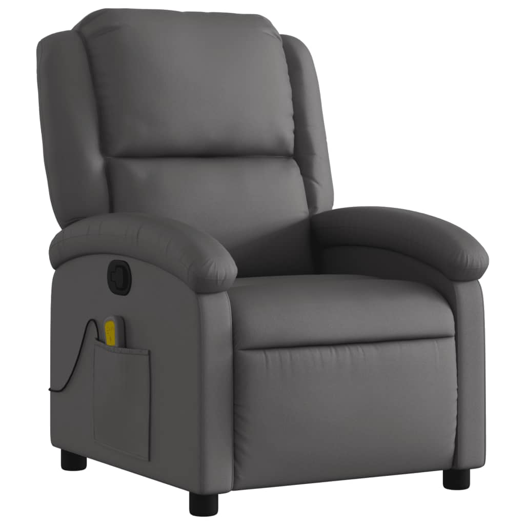 Massagestoel echt leer grijs