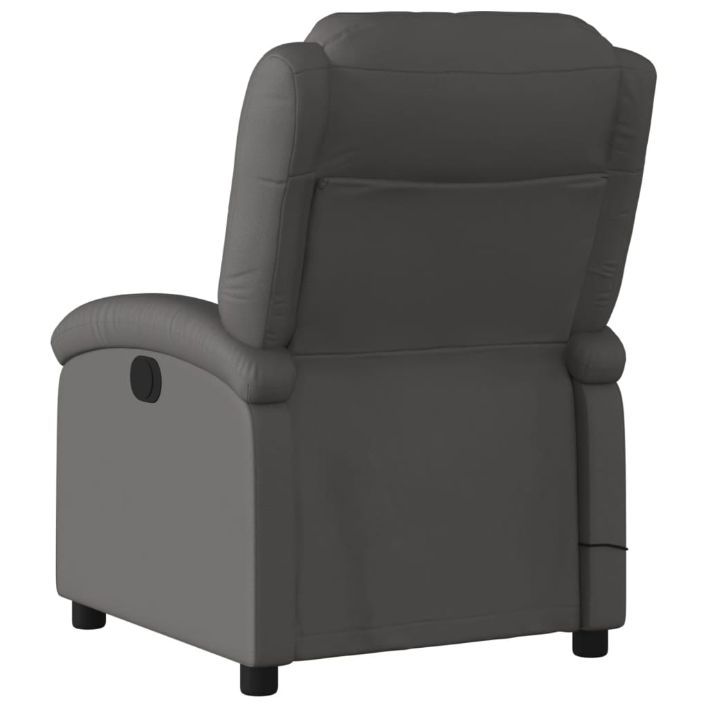 Massagestoel echt leer grijs