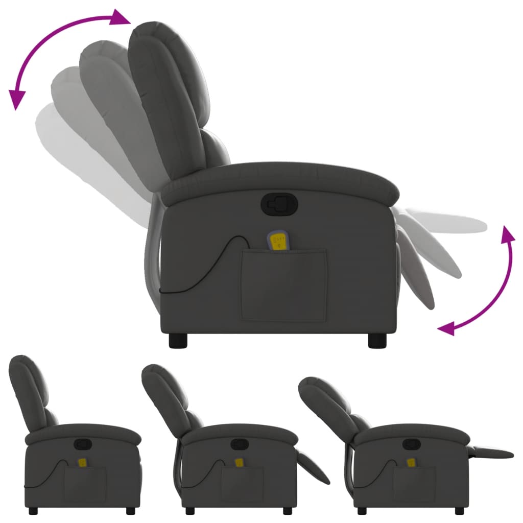 Massagestoel echt leer grijs