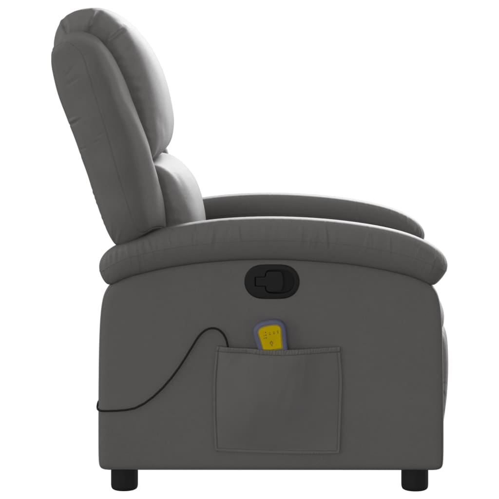 Massagestoel echt leer grijs