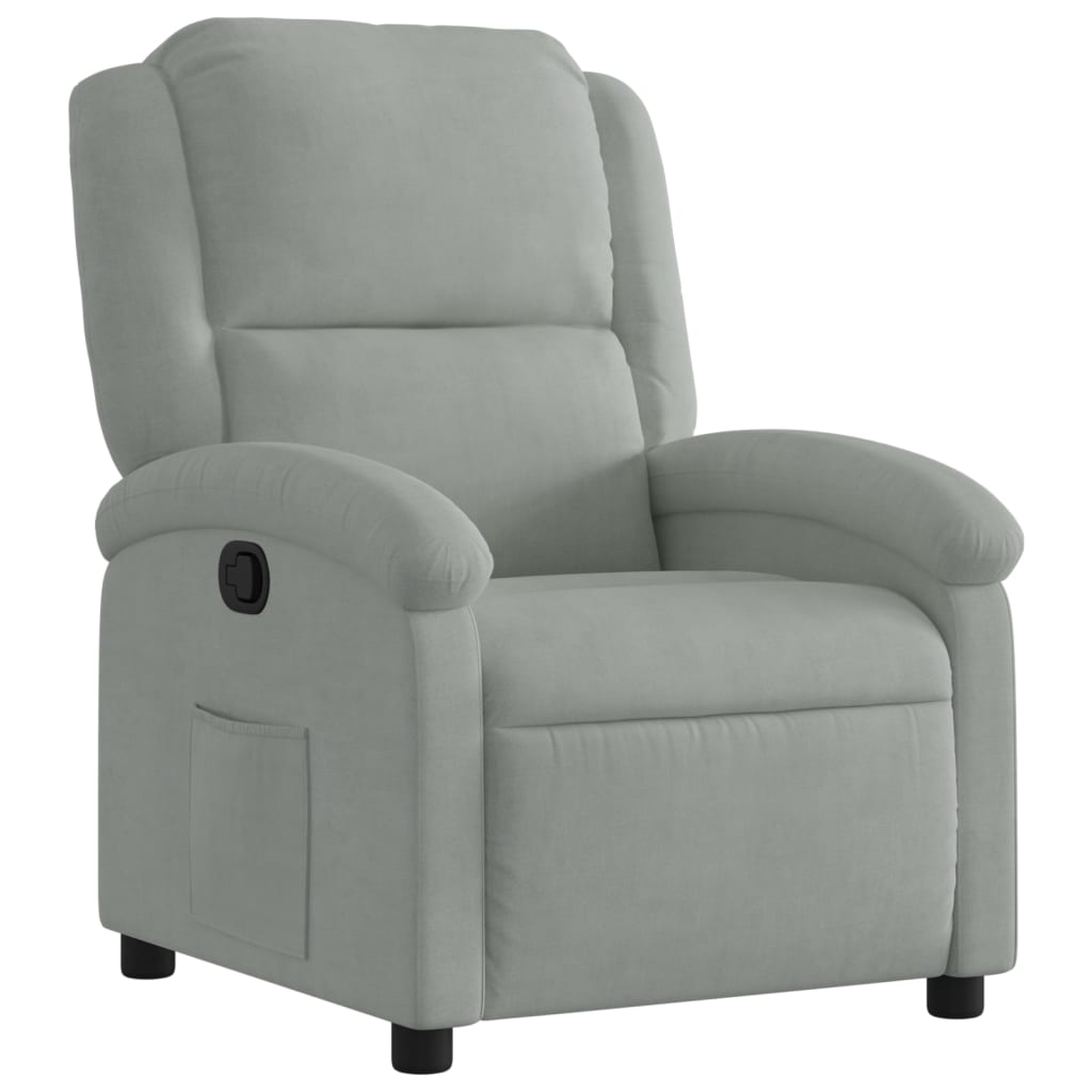 Fauteuil verstelbaar fluweel lichtgrijs