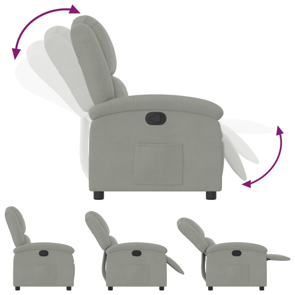 Fauteuil verstelbaar fluweel lichtgrijs
