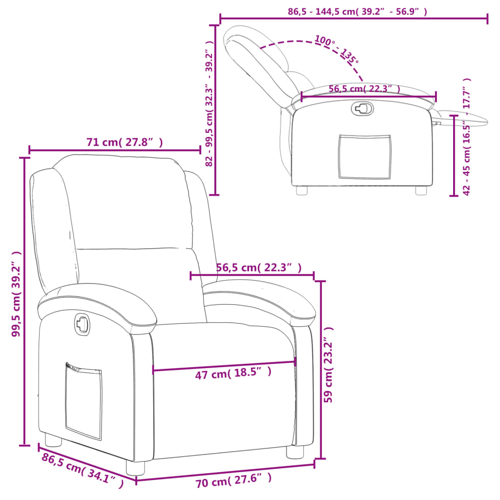 Fauteuil verstelbaar fluweel lichtgrijs