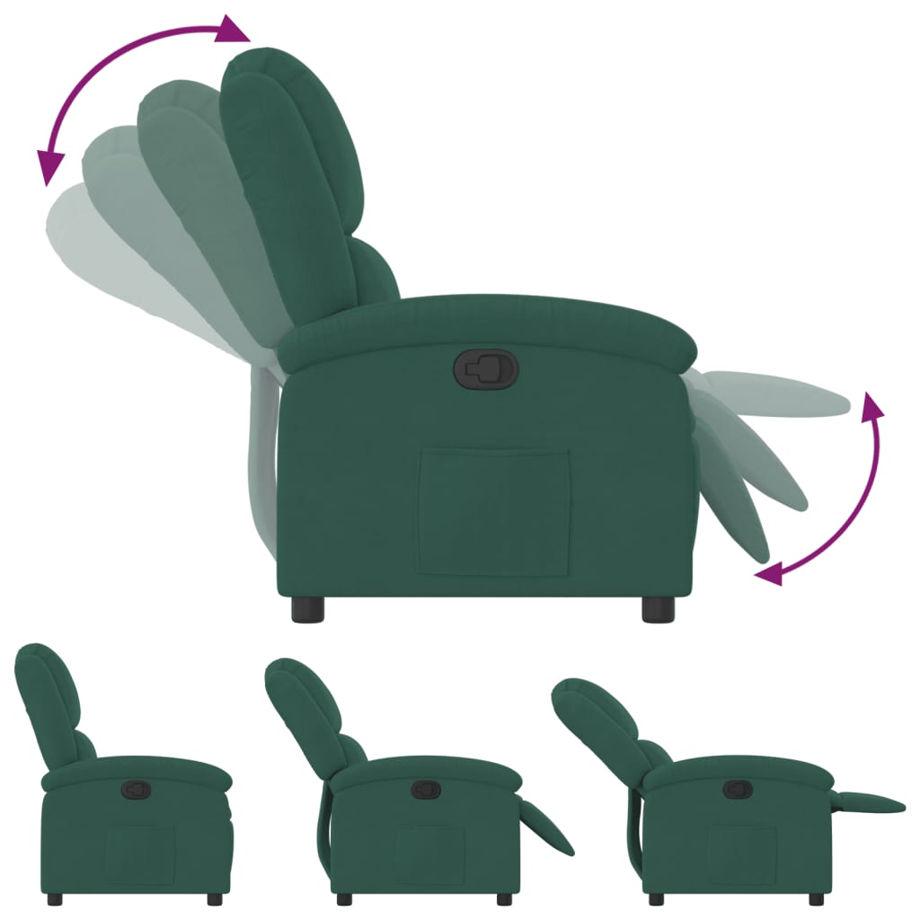 Fauteuil verstelbaar fluweel donkergroen