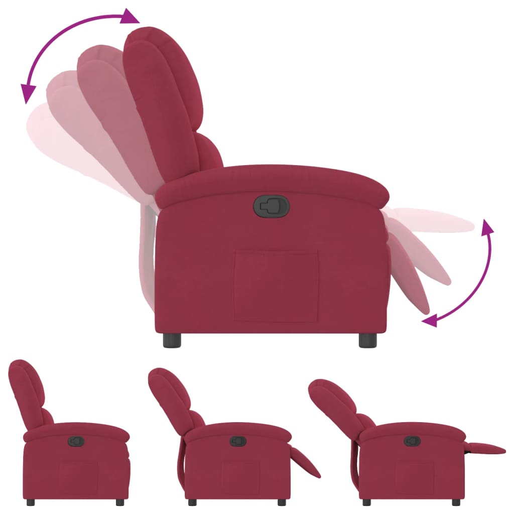 Fauteuil verstelbaar fluweel wijnrood