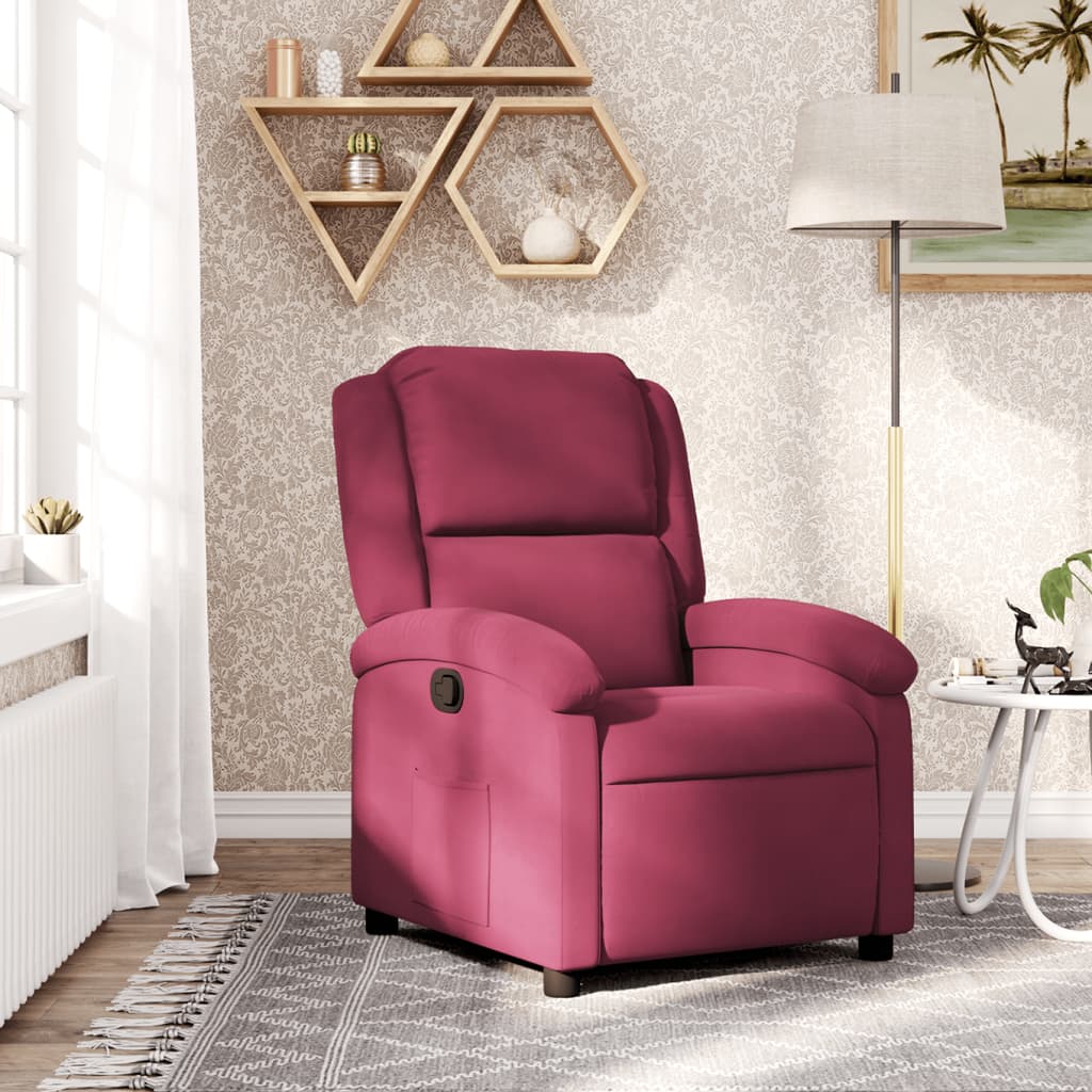Fauteuil verstelbaar fluweel wijnrood