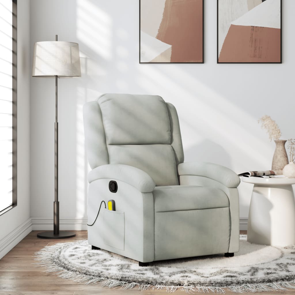 Massagestoel verstelbaar fluweel lichtgrijs