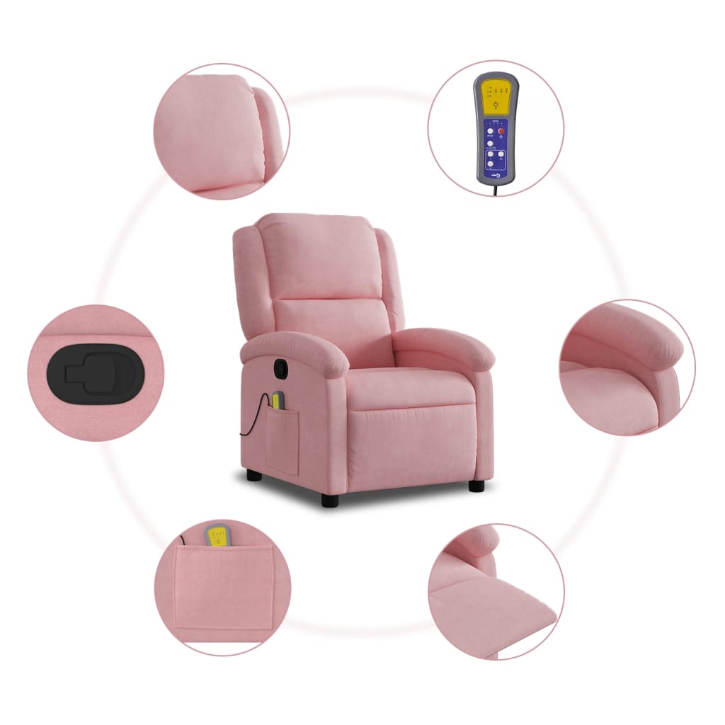 Massagestoel verstelbaar fluweel roze