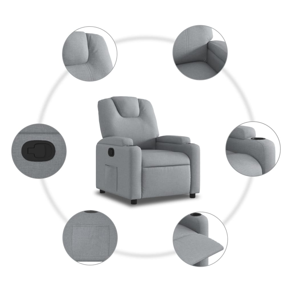 Fauteuil verstelbaar stof lichtgrijs