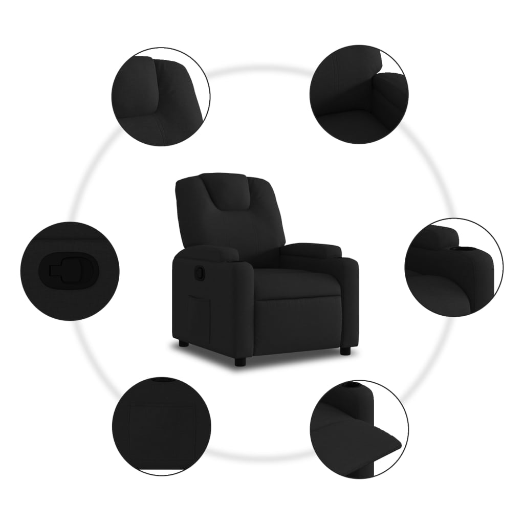 Fauteuil verstelbaar stof zwart