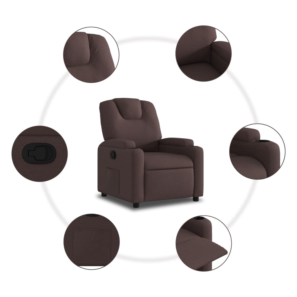 Fauteuil verstelbaar stof donkerbruin