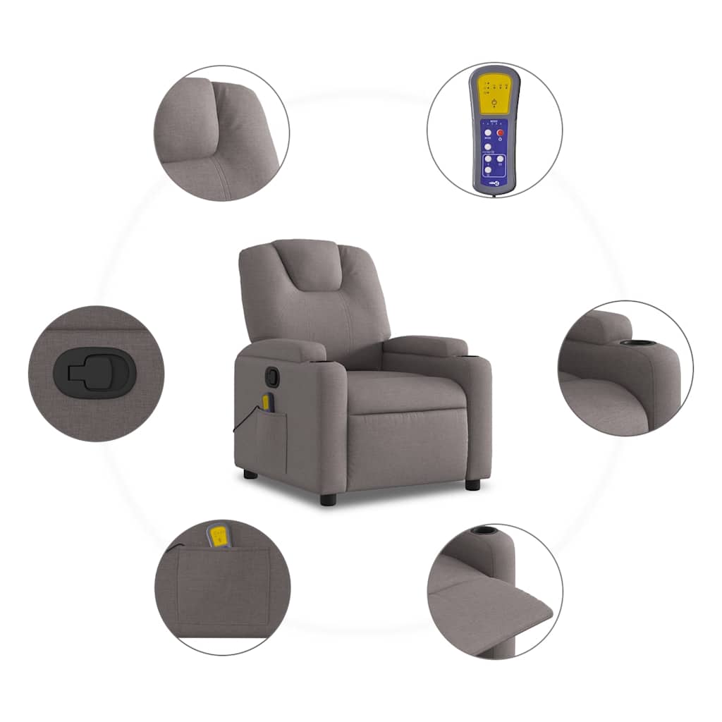 Massagestoel verstelbaar stof taupe