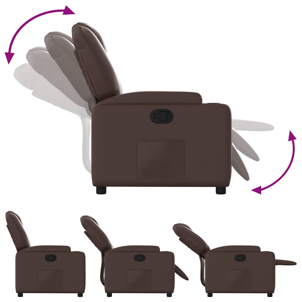 Fauteuil verstelbaar kunstleer bruin