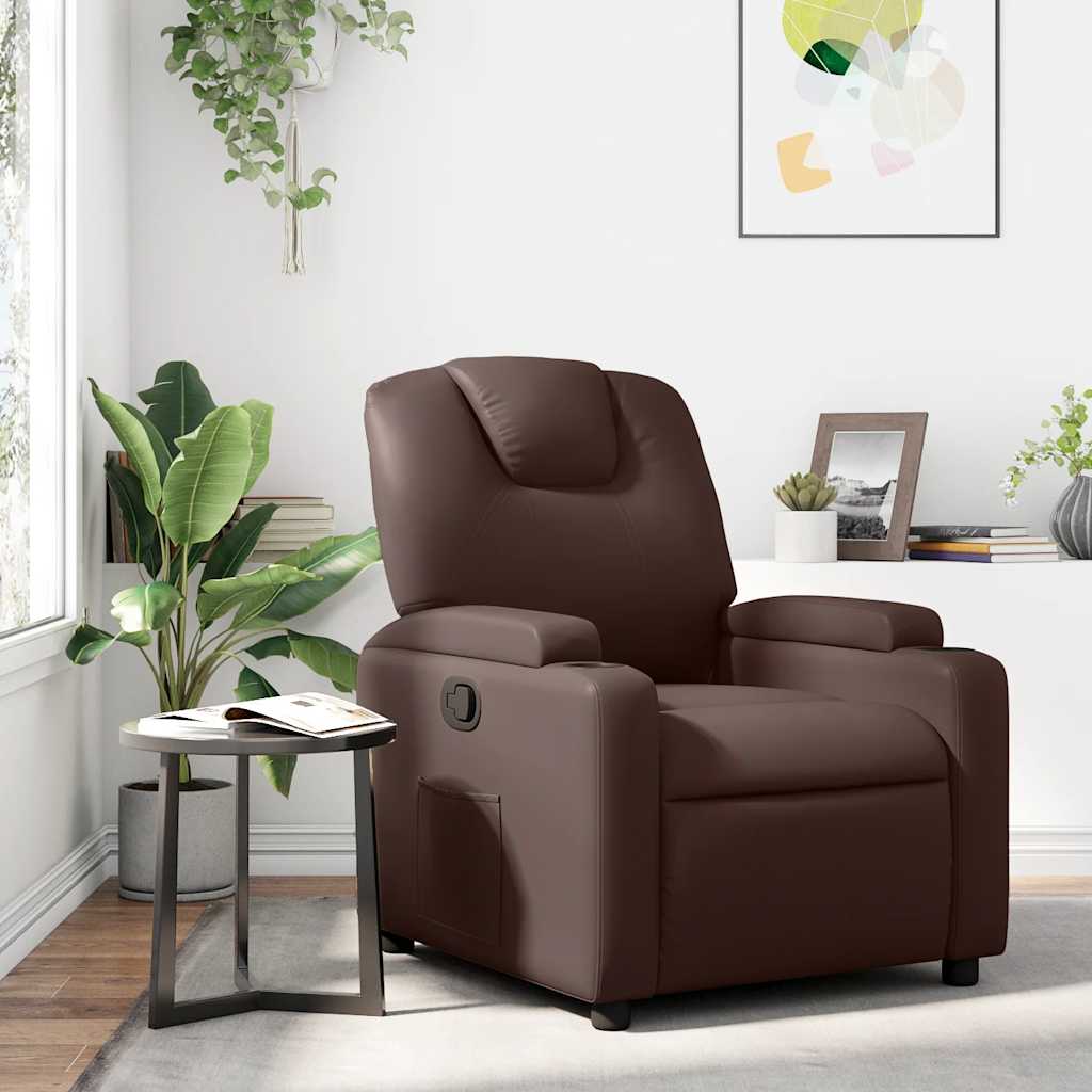 Fauteuil verstelbaar kunstleer bruin