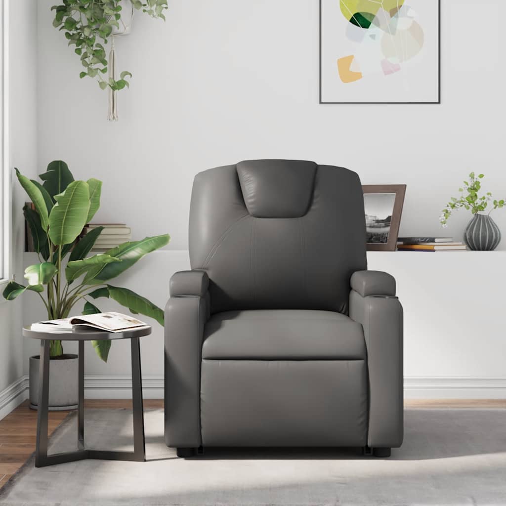 Fauteuil verstelbaar kunstleer grijs