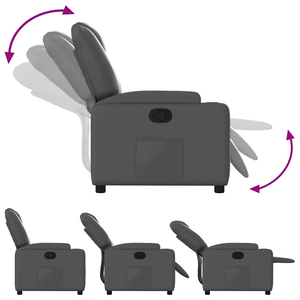 Fauteuil verstelbaar kunstleer grijs