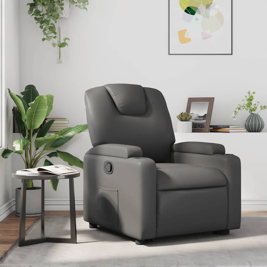 Fauteuil verstelbaar kunstleer grijs