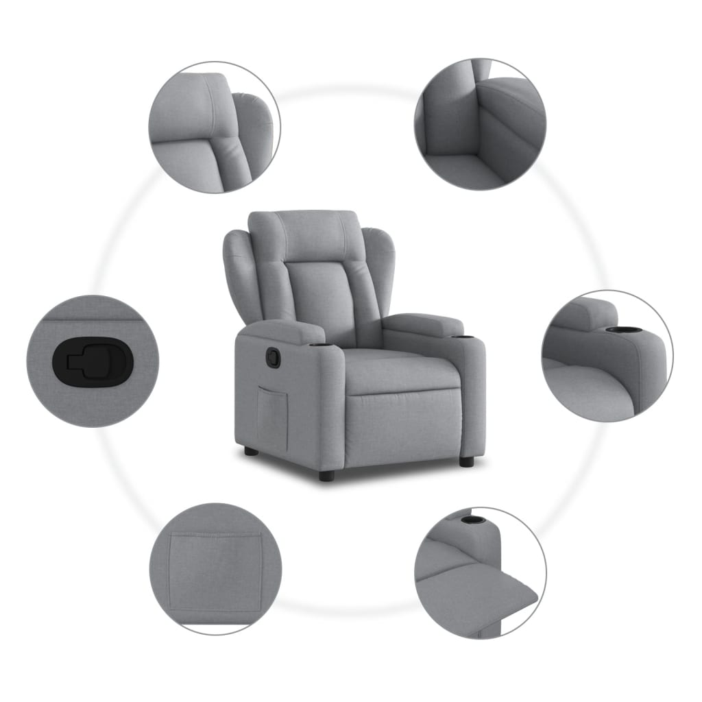 Fauteuil verstelbaar stof lichtgrijs