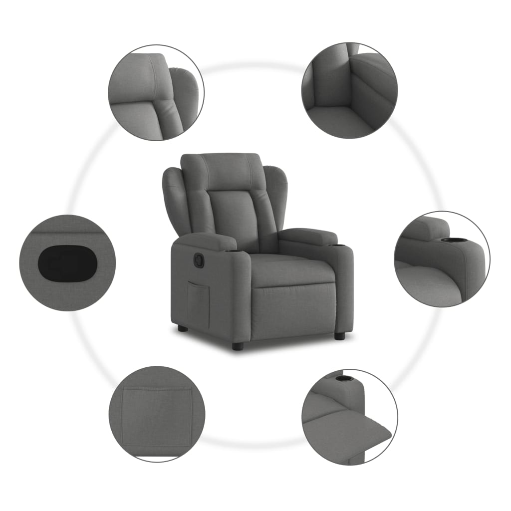 Fauteuil verstelbaar stof donkergrijs
