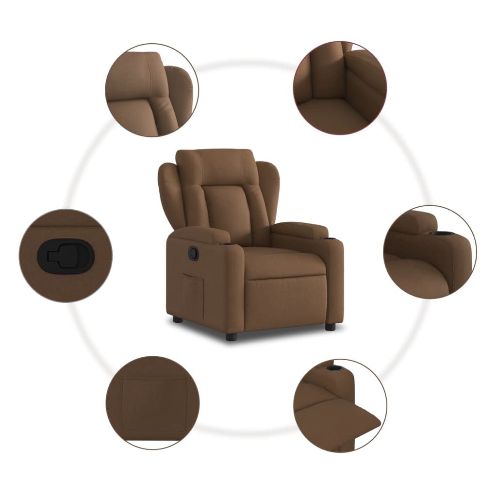 Fauteuil verstelbaar stof bruin
