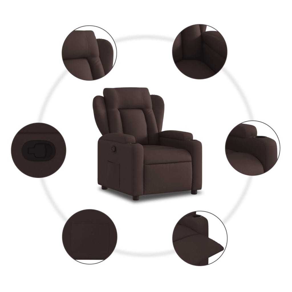 Fauteuil verstelbaar stof donkerbruin