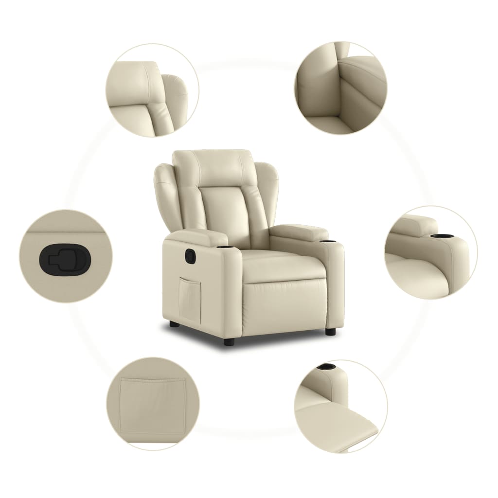 Fauteuil verstelbaar kunstleer crèmekleurig