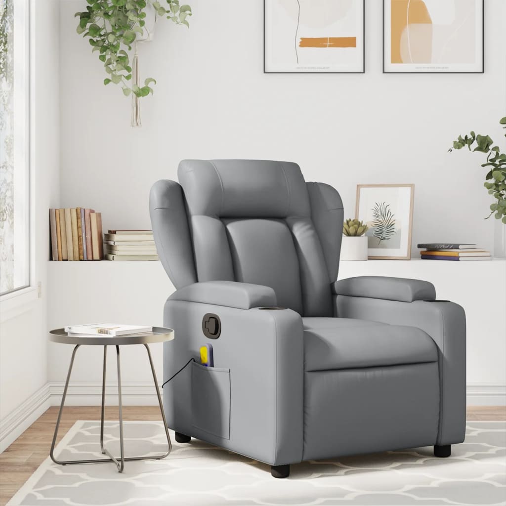 Fauteuil verstelbaar kunstleer grijs