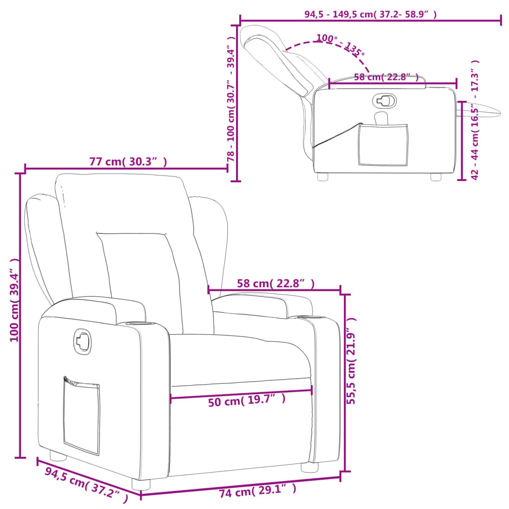 Fauteuil verstelbaar kunstleer rood