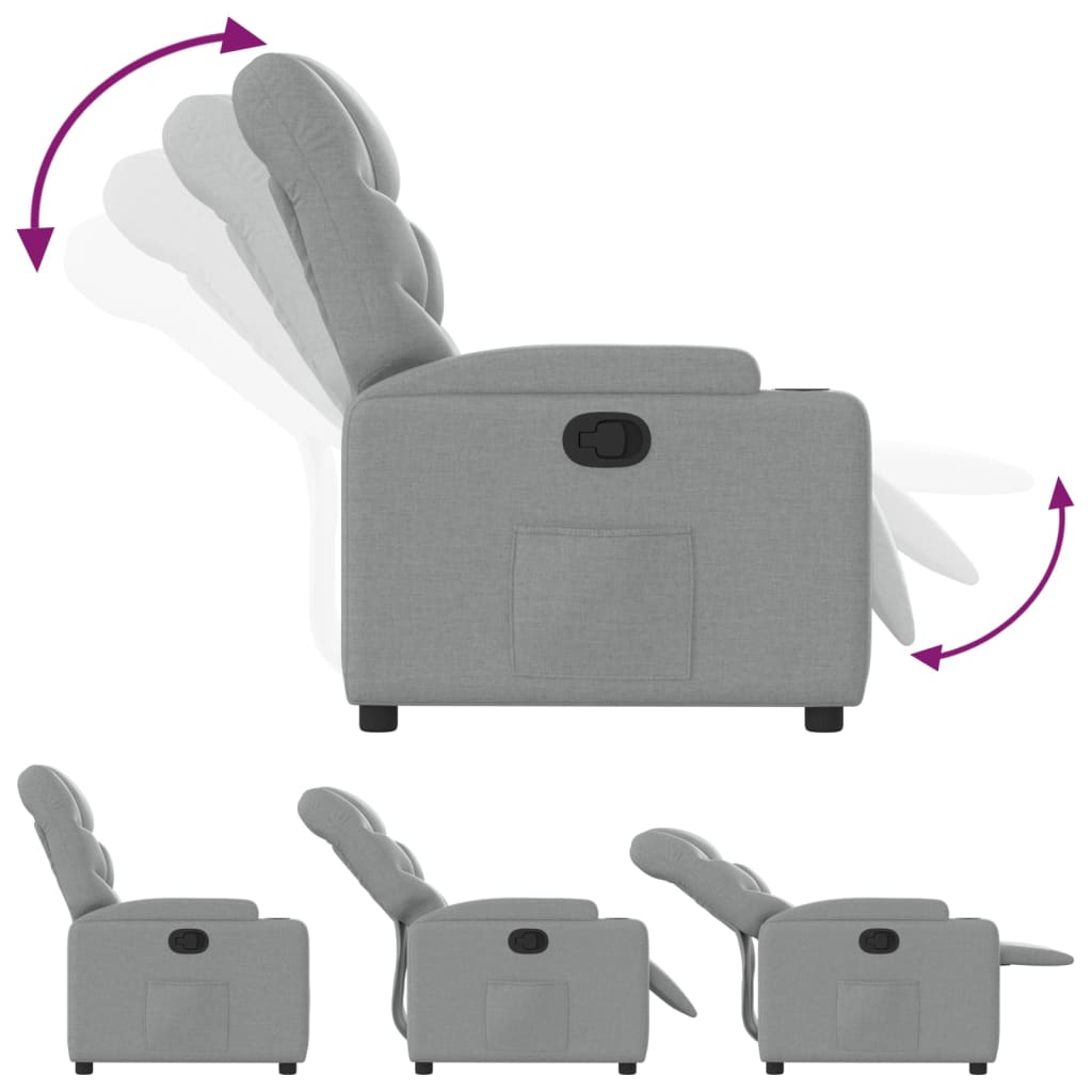 Fauteuil verstelbaar stof lichtgrijs