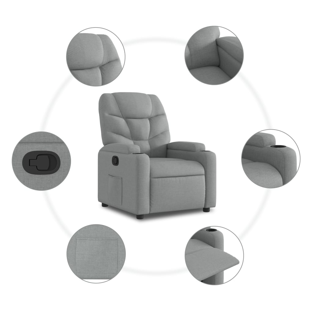 Fauteuil verstelbaar stof lichtgrijs