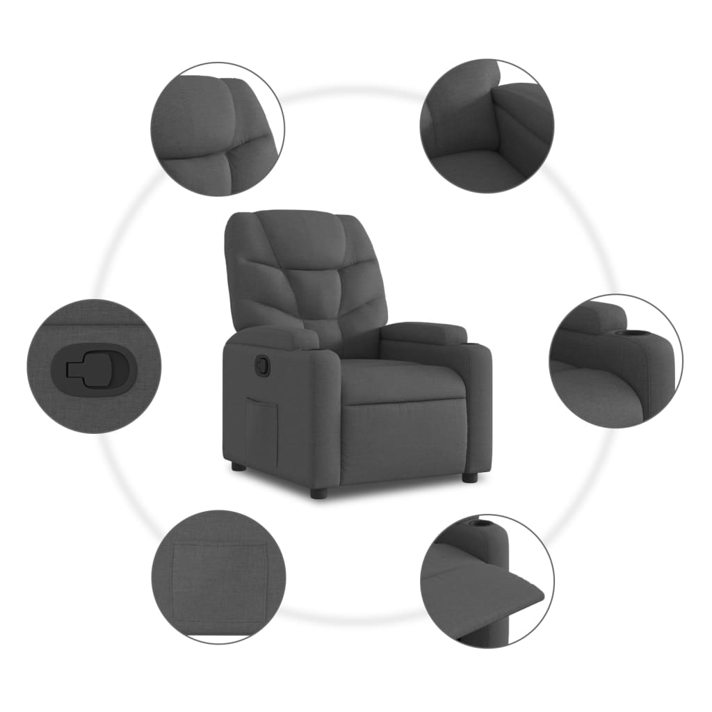Relaxfauteuil Donkergrijze Stof 1