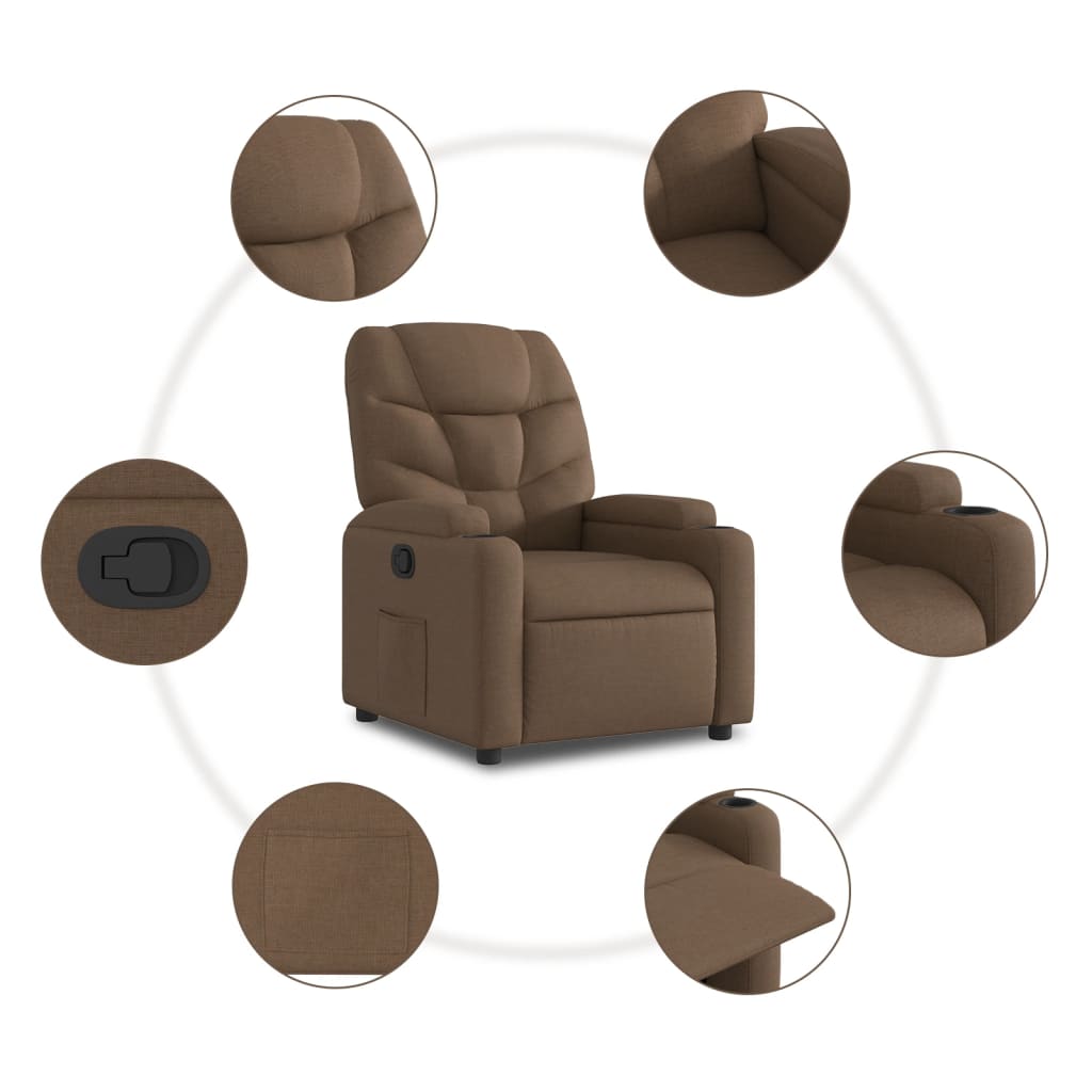 Fauteuil verstelbaar stof bruin