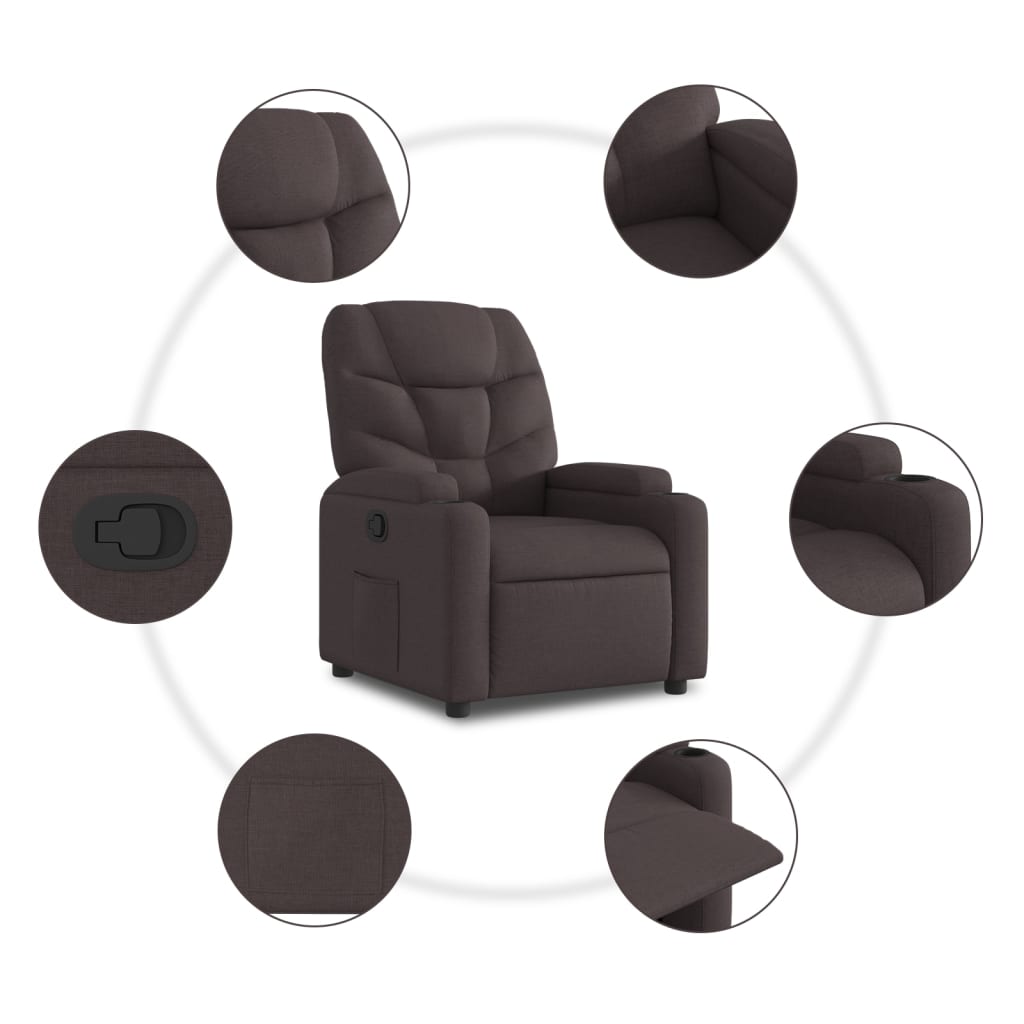 Fauteuil verstelbaar stof donkerbruin