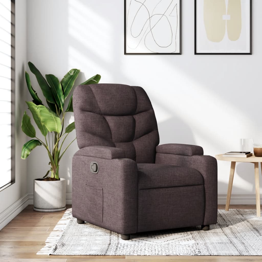 Fauteuil verstelbaar stof donkerbruin