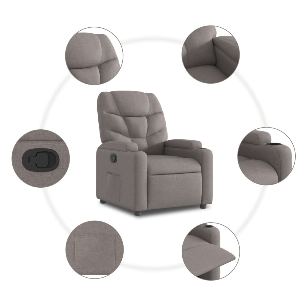 Fauteuil verstelbaar stof taupe