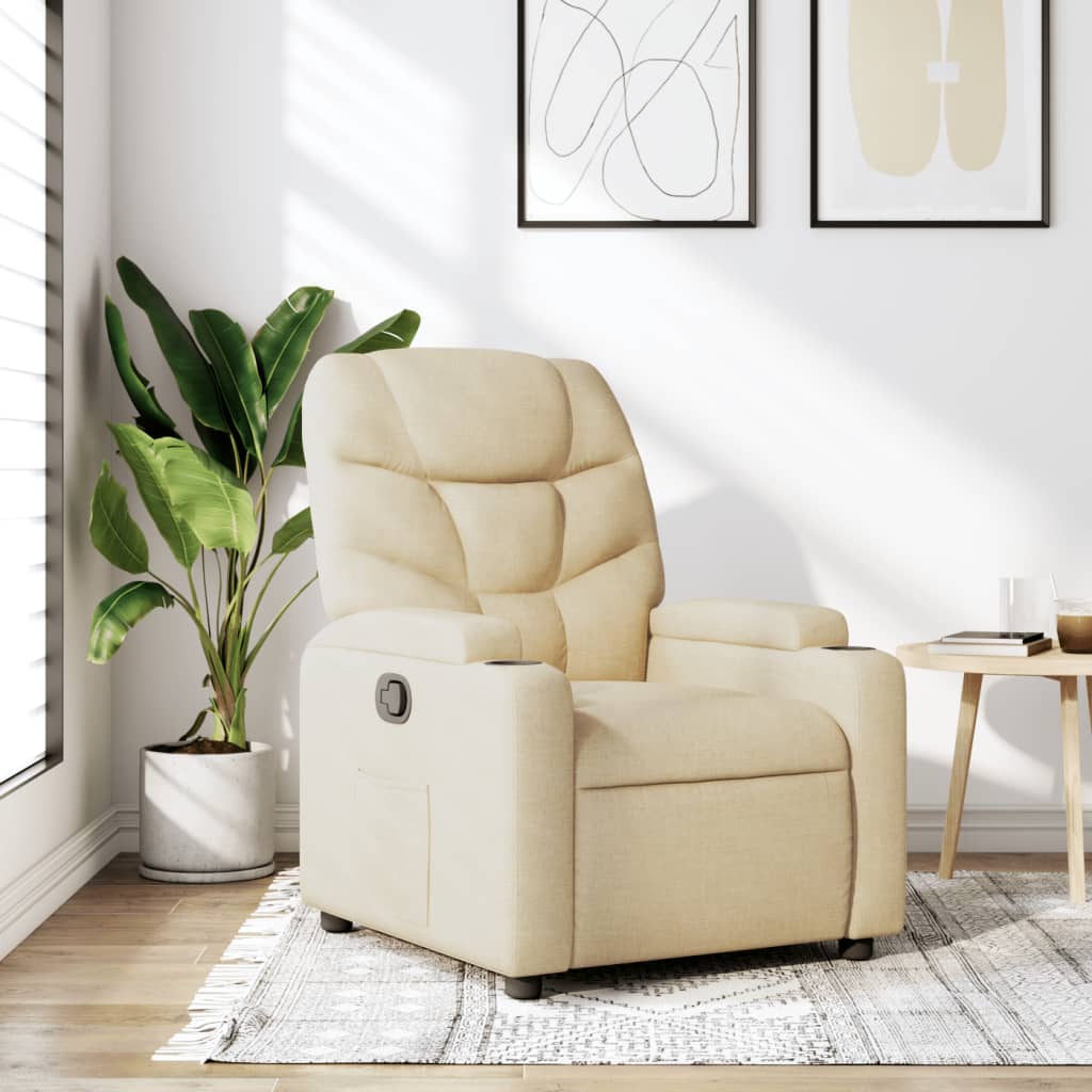 Fauteuil verstelbaar stof crèmekleurig