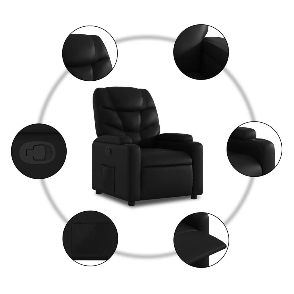 Fauteuil verstelbaar kunstleer zwart