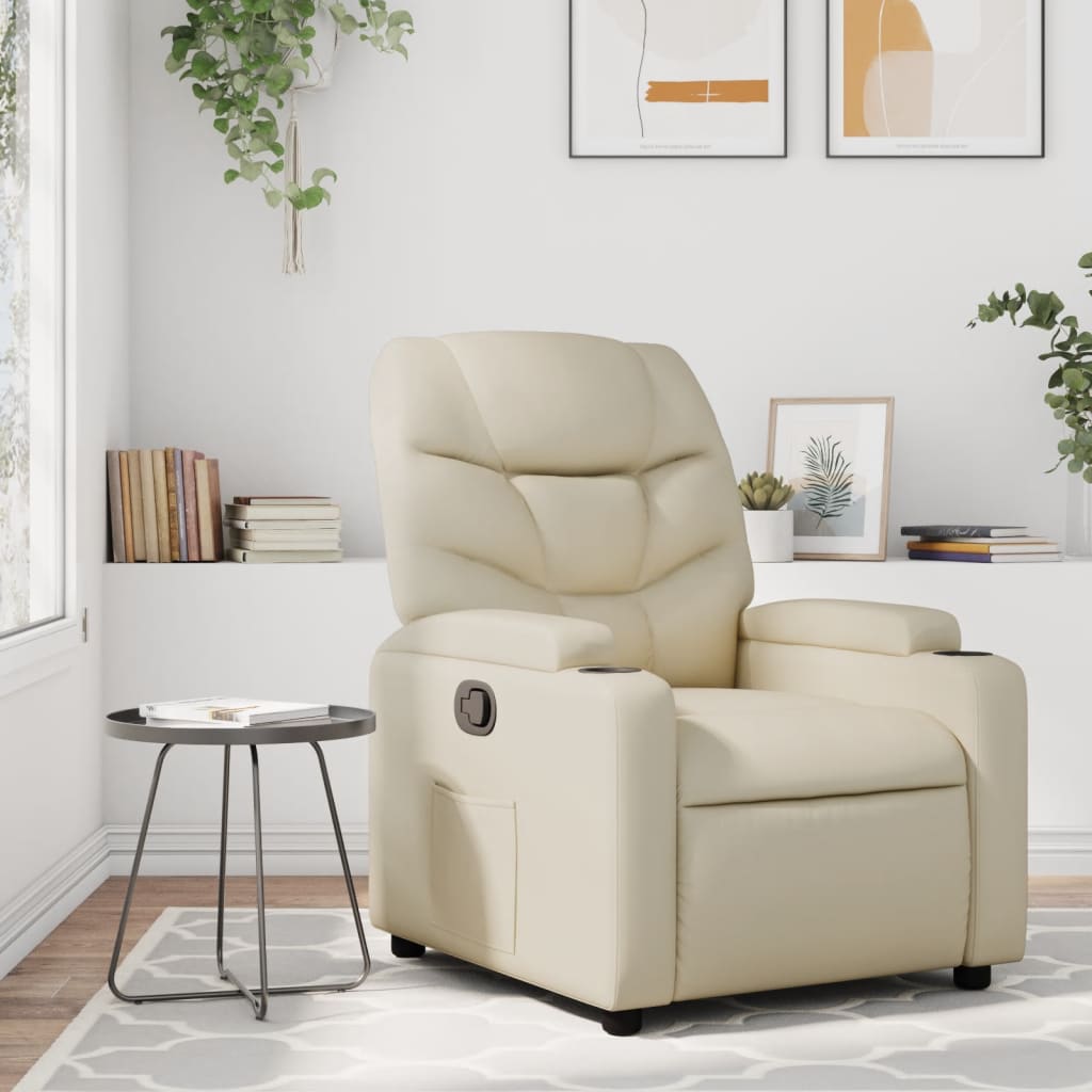 Fauteuil verstelbaar kunstleer crèmekleurig