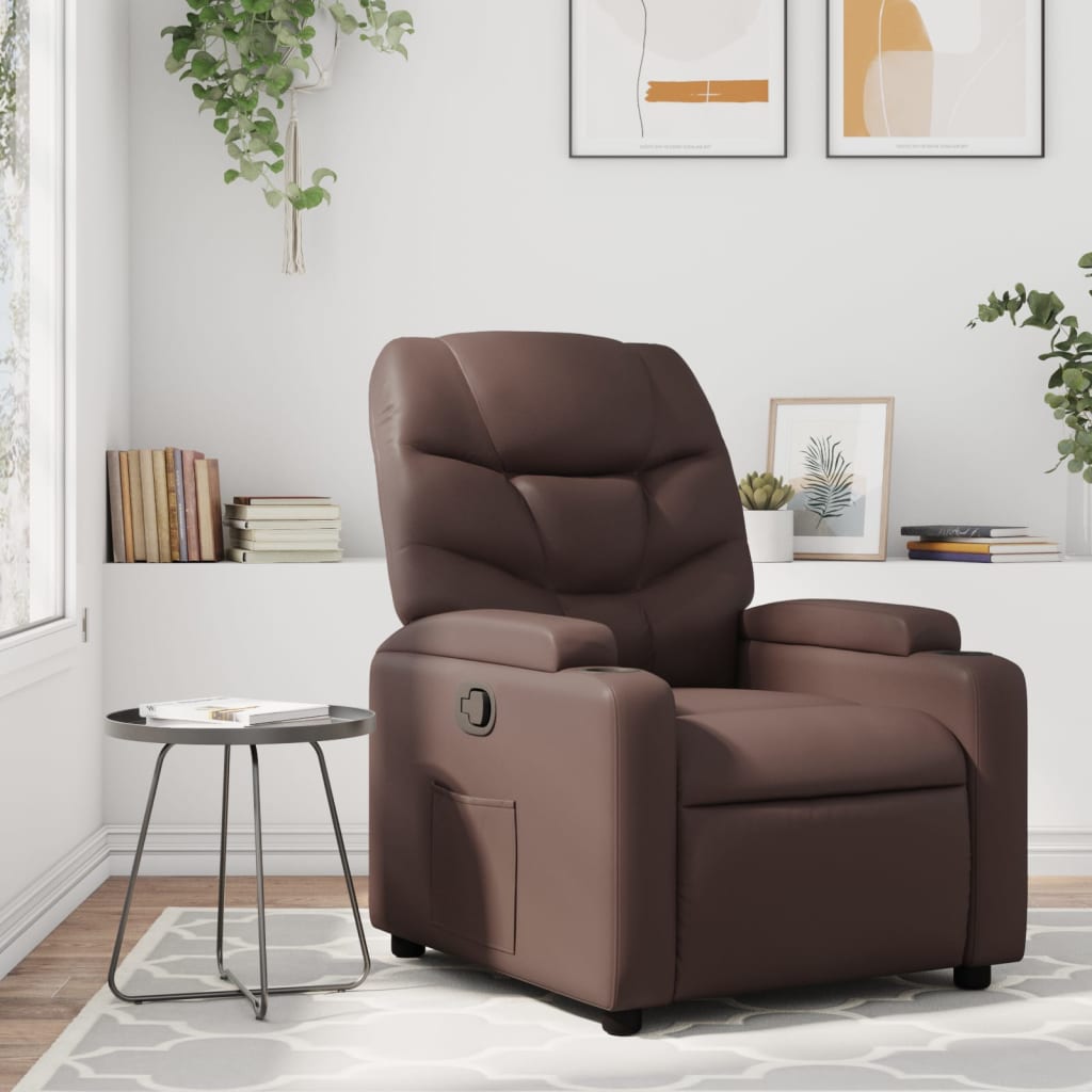 Fauteuil verstelbaar kunstleer bruin
