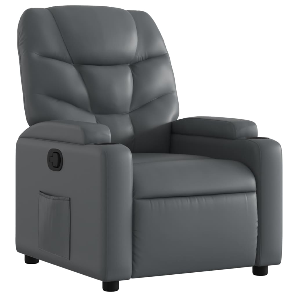 Fauteuil verstelbaar kunstleer grijs