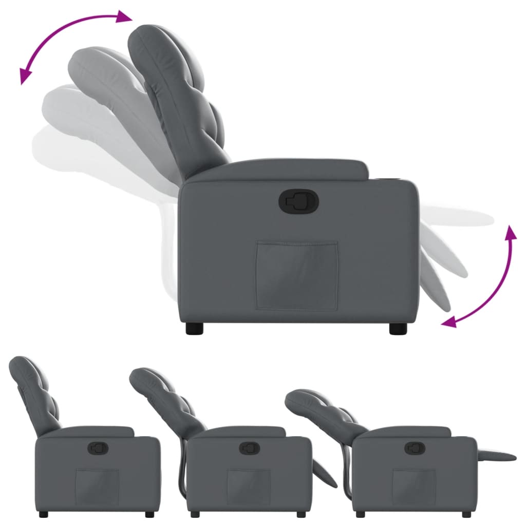 Fauteuil verstelbaar kunstleer grijs