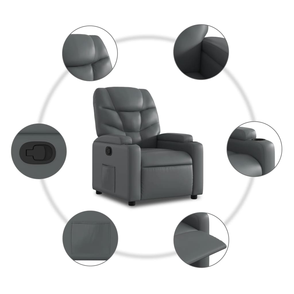 Fauteuil verstelbaar kunstleer grijs