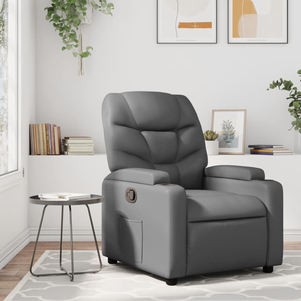 Fauteuil verstelbaar kunstleer grijs