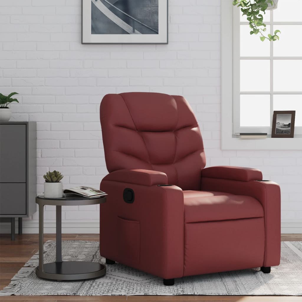 Fauteuil verstelbaar kunstleer wijnrood