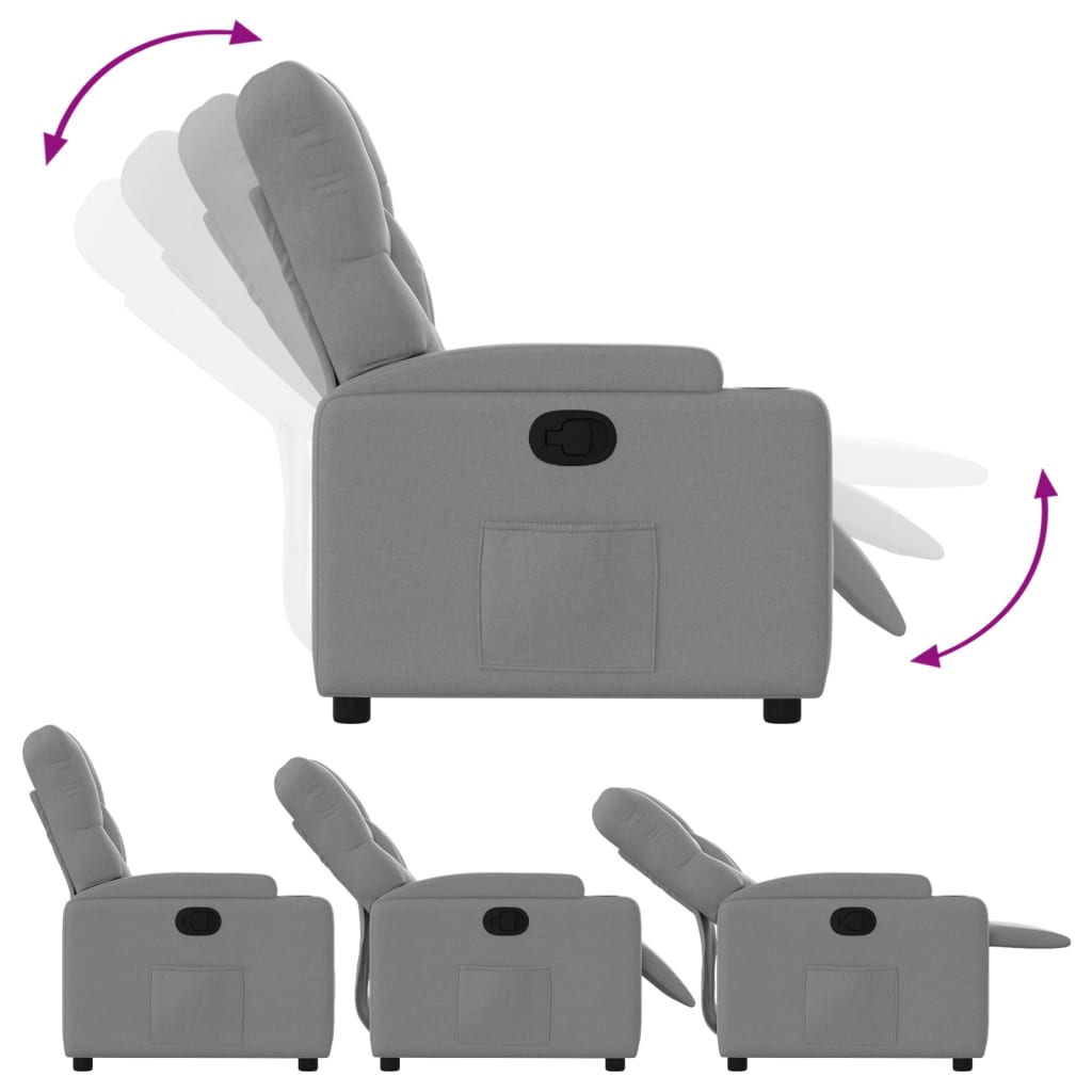 Fauteuil verstelbaar stof lichtgrijs